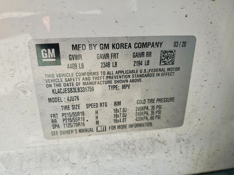 Продажа на аукционе авто 2020 Buick Encore, vin: KL4CJESB3LB331759, номер лота: 50364796