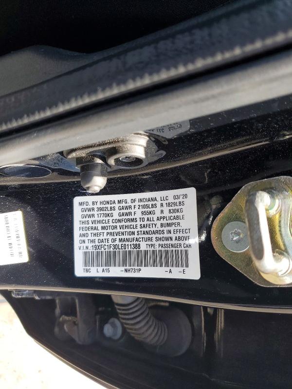 50583666 :رقم المزاد ، 19XFC1F30LE011388 vin ، 2020 Honda Civic مزاد بيع
