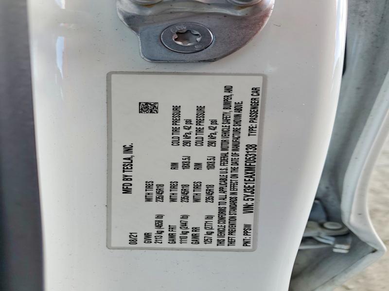 Aukcja sprzedaży 2021 Tesla Model 3, vin: 5YJ3E1EAXMF053138, numer aukcji: 50180266