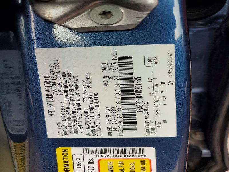 Продаж на аукціоні авто 2018 Ford Fusion, vin: 3FA6P0HDXJR201585, номер лоту: 48307756