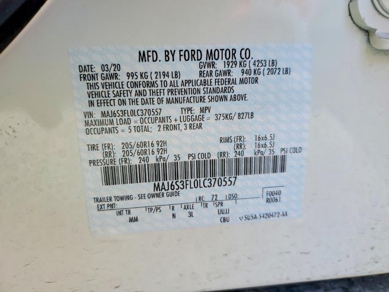 Продаж на аукціоні авто 2020 Ford Ecosport, vin: MAJ6S3FL0LC370557, номер лоту: 48075956