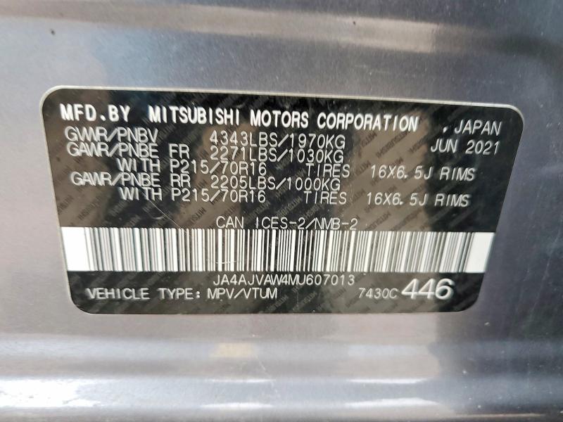 Продажа на аукционе авто 2021 Mitsubishi Rvr, vin: JA4AJVAW4MU607013, номер лота: 50314496