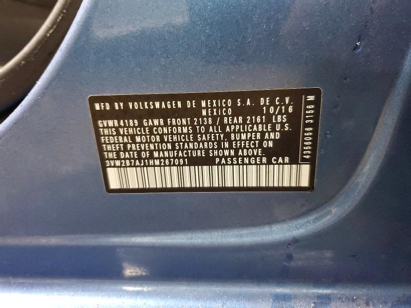 Продажа на аукционе авто 2017 Volkswagen Jetta, vin: 3VW2B7AJ1HM267091, номер лота: 48455216