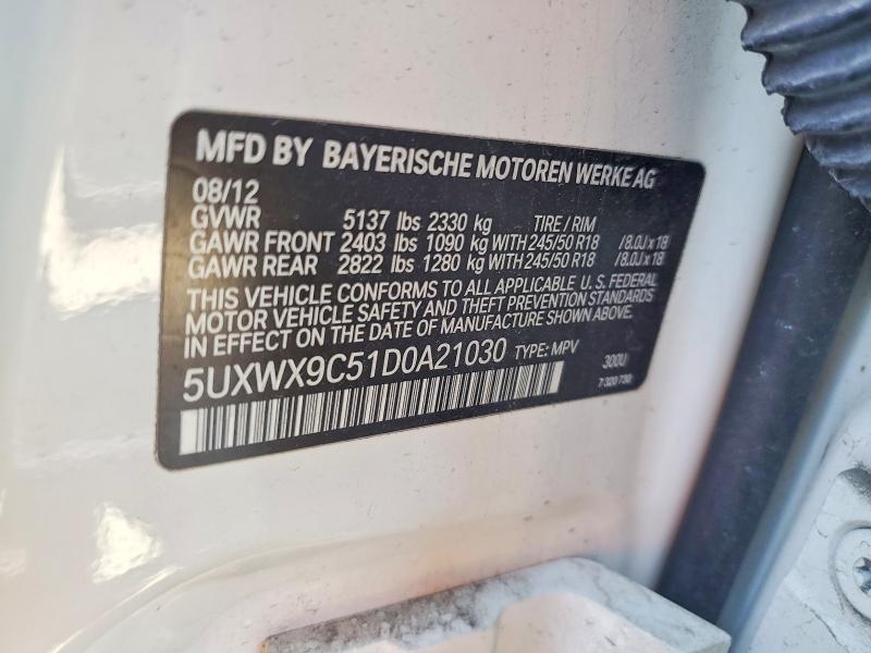 2013 Bmw X3 მანქანა იყიდება აუქციონზე, vin: 5UXWX9C51D0A21030, აუქციონის ნომერი: 48698696