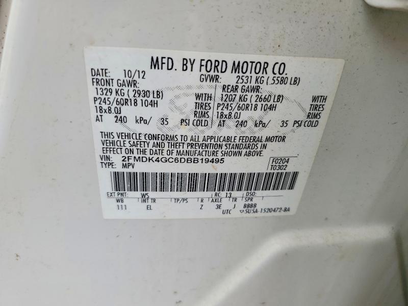 Продаж на аукціоні авто 2013 Ford Edge, vin: 2FMDK4GC6DBB19495, номер лоту: 51446266