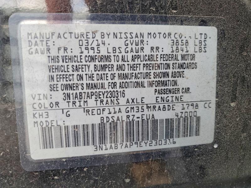 Продаж на аукціоні авто 2014 Nissan Sentra, vin: 3N1AB7AP9EY230316, номер лоту: 48959566