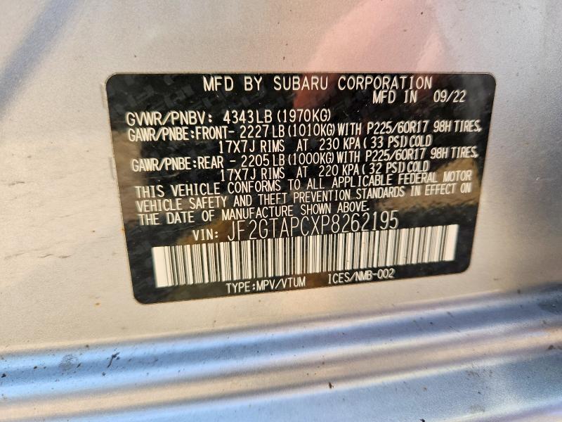 Aukcja sprzedaży 2023 Subaru Crosstrek, vin: JF2GTAPCXP8262195, numer aukcji: 50958046