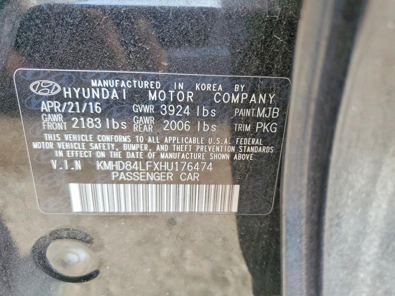 49654526 :رقم المزاد ، KMHD84LFXHU176474 vin ، 2017 Hyundai Elantra مزاد بيع