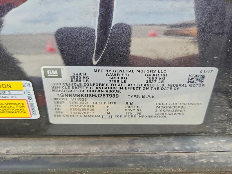 Aukcja sprzedaży 2017 Chevrolet Traverse, vin: 1GNKVGKD3HJ267939, numer aukcji: 49670386