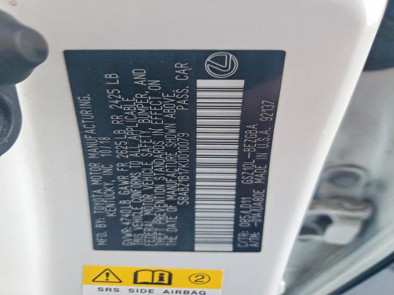 Aukcja sprzedaży 2019 Lexus Es 350, vin: 58ABZ1B17KU010079, numer aukcji: 49113196