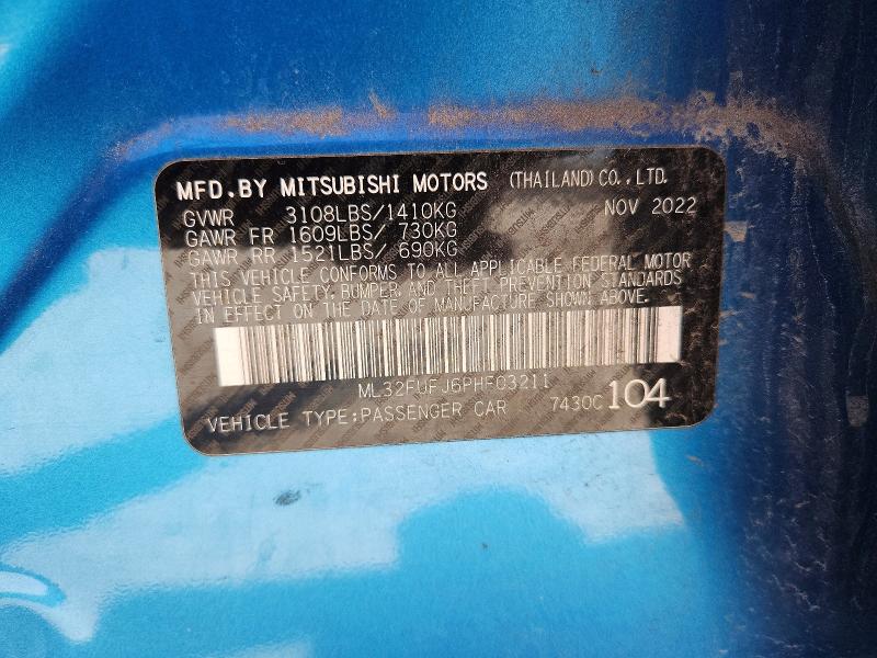 Aukcja sprzedaży 2023 Mitsubishi Mirage, vin: ML32FUFJ6PHF03211, numer aukcji: 48910026