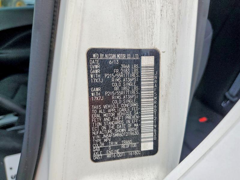 Продаж на аукціоні авто 2013 Nissan Juke, vin: JN8AF5MR6DT219630, номер лоту: 49951386