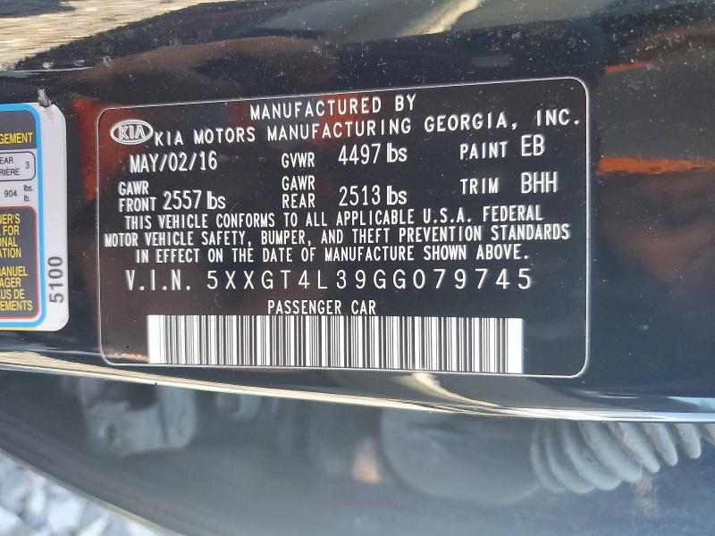 Aukcja sprzedaży 2016 Kia Optima, vin: 5XXGT4L39GG079745, numer aukcji: 49488236