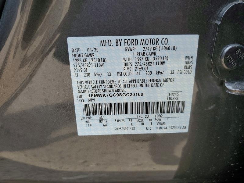 Aukcja sprzedaży 2025 Ford Explorer, vin: 1FMWK7GC9SGC20160, numer aukcji: 51984796