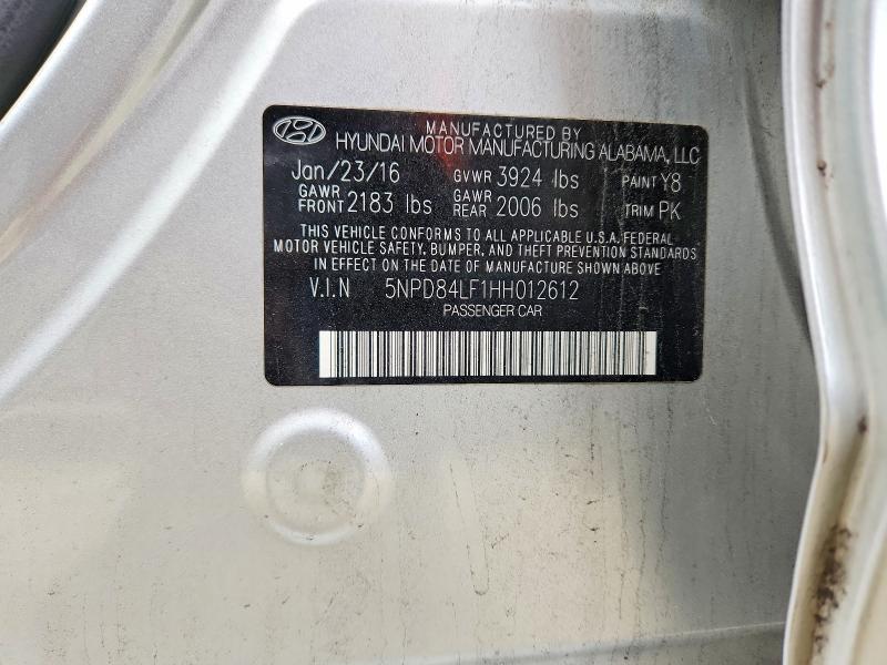49058356 :رقم المزاد ، 5NPD84LF1HH012612 vin ، 2017 Hyundai Elantra مزاد بيع