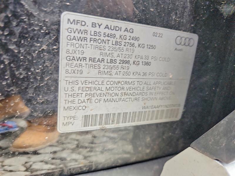 Aukcja sprzedaży 2022 Audi Q5, vin: WA1EAAFY1N2074135, numer aukcji: 50445606