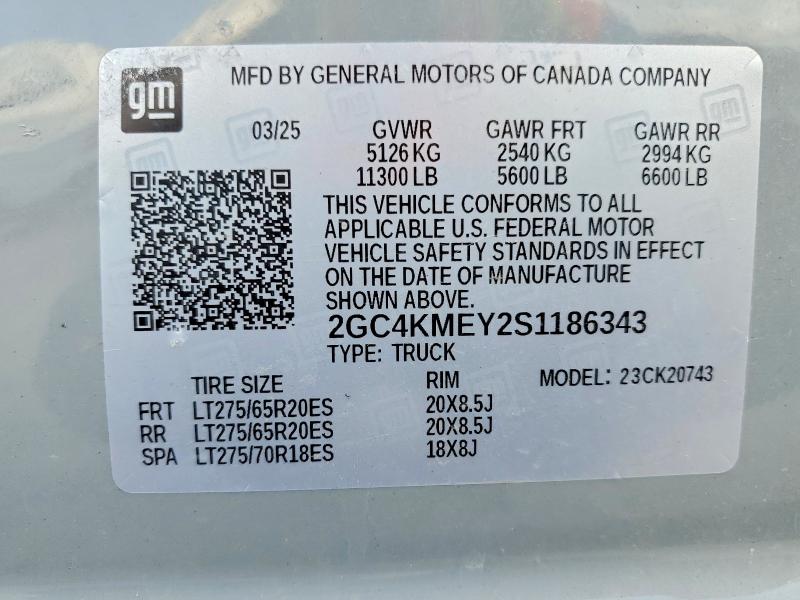 Продаж на аукціоні авто 2025 Chevrolet Silverado, vin: 2GC4KMEY2S1186343, номер лоту: 50261876