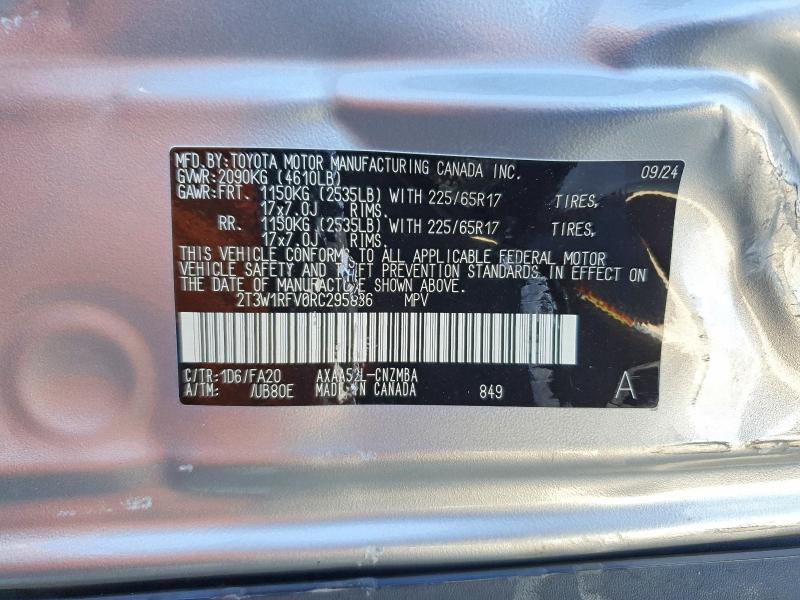 49215826 :رقم المزاد ، 2T3W1RFV0RC295836 vin ، 2024 Toyota Rav4 مزاد بيع