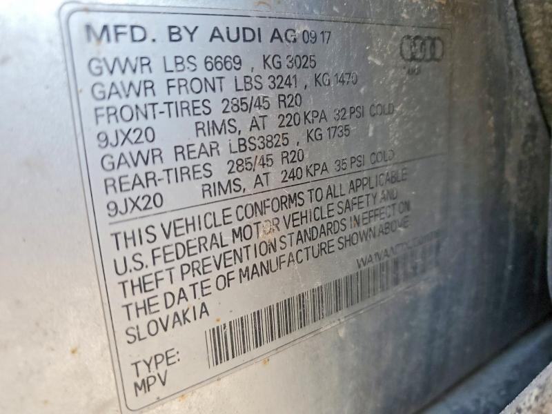 Продажа на аукционе авто 2018 Audi Q7, vin: WA1VAAF7XJD011718, номер лота: 50117226