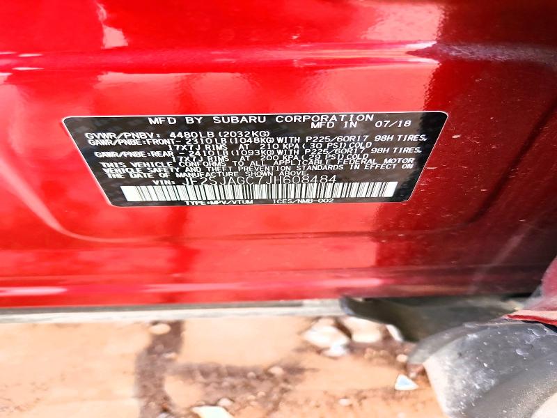 2018 Subaru Forester მანქანა იყიდება აუქციონზე, vin: JF2SJAGC7JH608484, აუქციონის ნომერი: 51672096