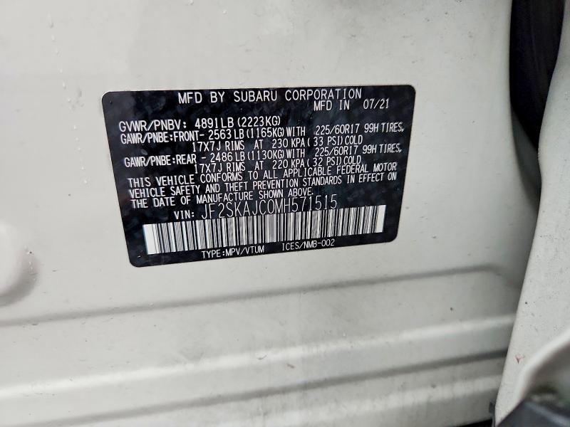 49289146 :رقم المزاد ، JF2SKAJC0MH571515 vin ، 2021 Subaru Forester مزاد بيع