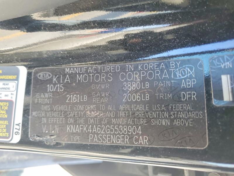 49482556 :رقم المزاد ، KNAFK4A62G5538904 vin ، 2016 Kia Forte مزاد بيع