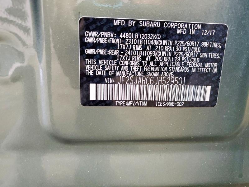 Продажа на аукционе авто 2018 Subaru Forester, vin: JF2SJARC6JH529501, номер лота: 49916996