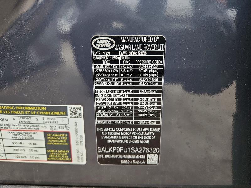 Продаж на аукціоні авто 2025 Land Rover Range Rover, vin: SALKP9FU1SA278320, номер лоту: 49639056