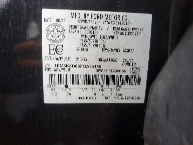 50765966 :رقم المزاد ، 1FM5K8D86FGA36155 vin ، 2015 Ford Explorer مزاد بيع