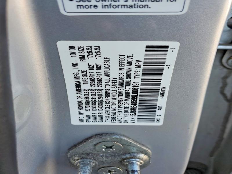 51712086 :رقم المزاد ، 5J6RE48599L006191 vin ، 2009 Honda Cr-v مزاد بيع