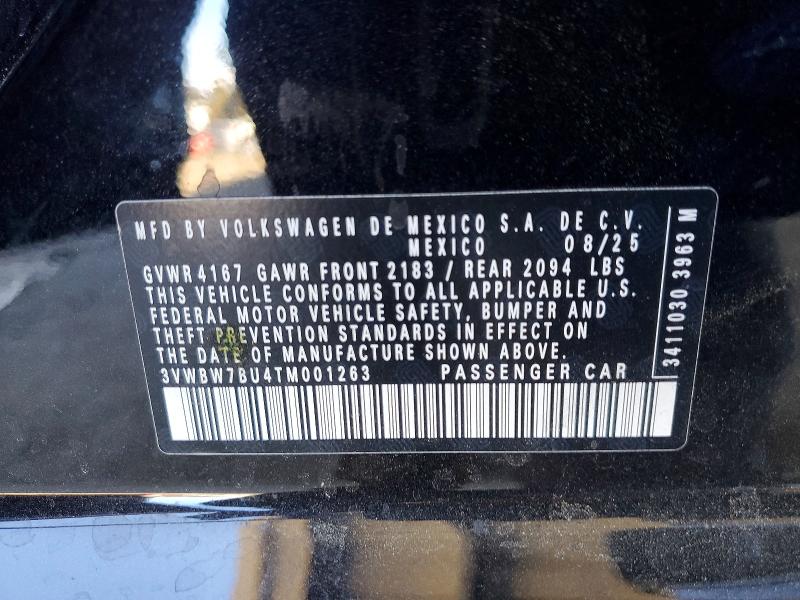 2026 Volkswagen Jetta მანქანა იყიდება აუქციონზე, vin: 3VWBW7BU4TM001263, აუქციონის ნომერი: 50665076