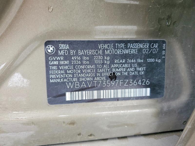 Продаж на аукціоні авто 2007 Bmw 328, vin: WBAVT73597FZ36426, номер лоту: 49918296