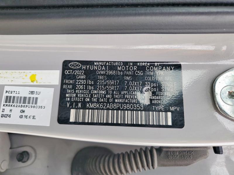50192196 :رقم المزاد ، KM8K62AB8PU980353 vin ، 2023 Hyundai Kona مزاد بيع