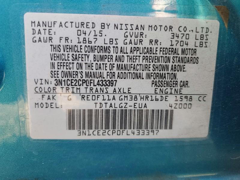 Aukcja sprzedaży 2015 Nissan Versa Note, vin: 3N1CE2CP0FL433397, numer aukcji: 51776956