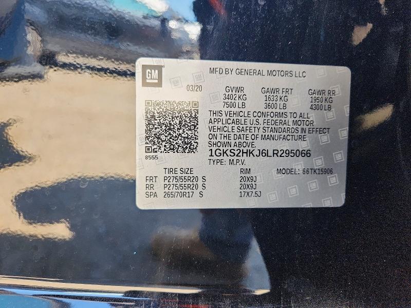 50754466 :رقم المزاد ، 1GKS2HKJ6LR295066 vin ، 2020 Gmc Yukon Xl مزاد بيع