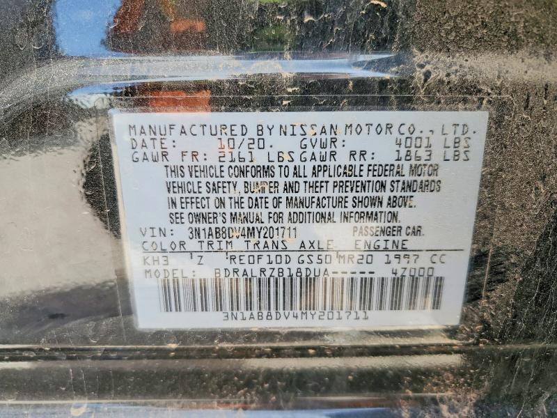 2021 Nissan Sentra მანქანა იყიდება აუქციონზე, vin: 3N1AB8DV4MY201711, აუქციონის ნომერი: 51662596