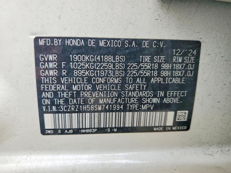 48140316 :رقم المزاد ، 3CZRZ1H58SM741994 vin ، 2025 Honda Hr-v مزاد بيع