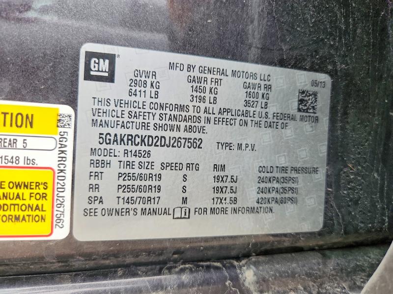 Aukcja sprzedaży 2013 Buick Enclave, vin: 5GAKRCKD2DJ267562, numer aukcji: 50389646