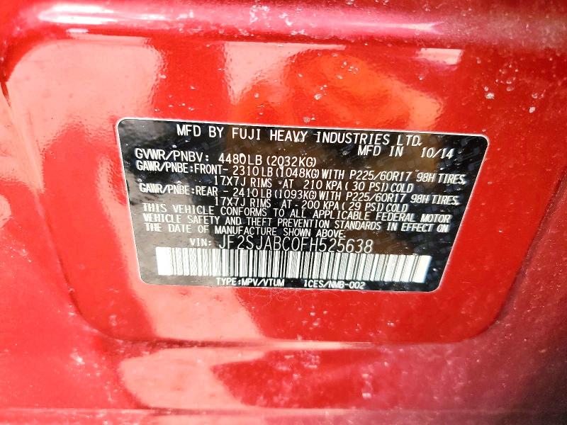 50307156 :رقم المزاد ، JF2SJABC0FH525638 vin ، 2015 Subaru Forester مزاد بيع