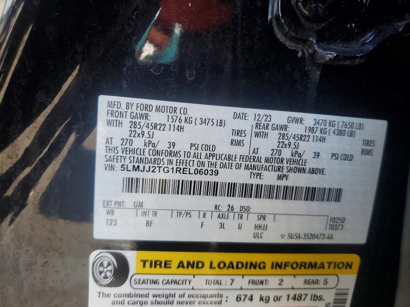 48449076 :رقم المزاد ، 5LMJJ2TG1REL06039 vin ، 2024 Lincoln Navigator مزاد بيع