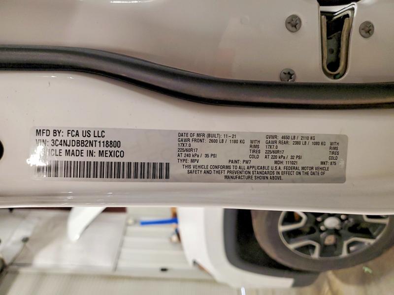 Aukcja sprzedaży 2022 Jeep Compass, vin: 3C4NJDBB2NT118800, numer aukcji: 51002406