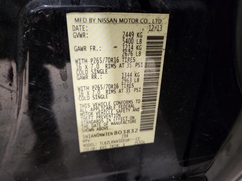 2014 Nissan Xterra მანქანა იყიდება აუქციონზე, vin: 5N1AN0NW3EN803832, აუქციონის ნომერი: 51513876