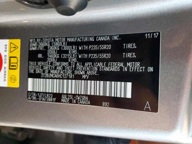 Aukcja sprzedaży 2017 Lexus Rx 350, vin: 2T2BZMCA6HC127181, numer aukcji: 50826816
