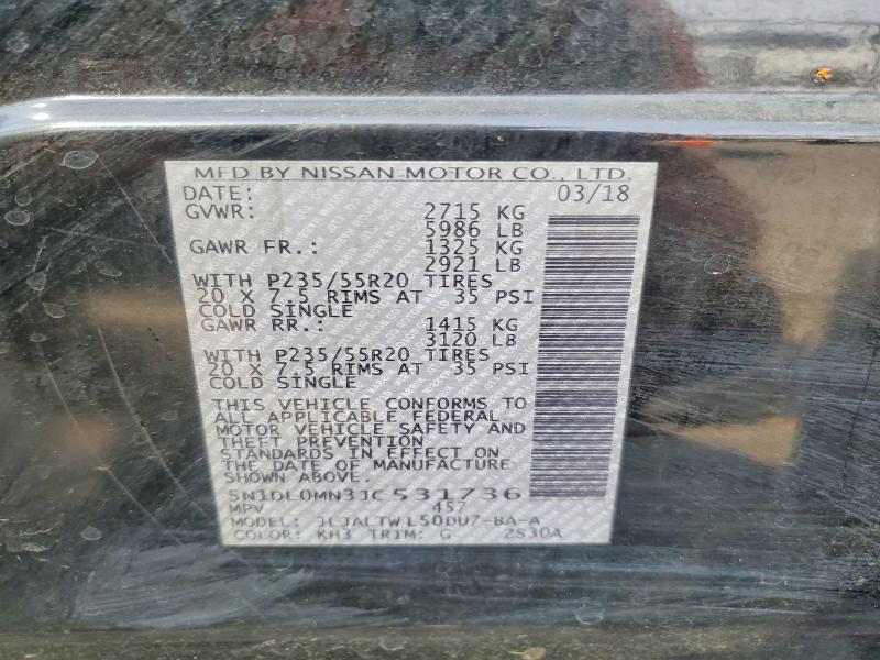 Aukcja sprzedaży 2018 Infiniti Qx60, vin: 5N1DL0MN3JC531736, numer aukcji: 48950136