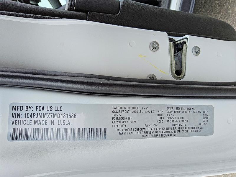 Продаж на аукціоні авто 2021 Jeep Cherokee, vin: 1C4PJMMX7MD181686, номер лоту: 51511926