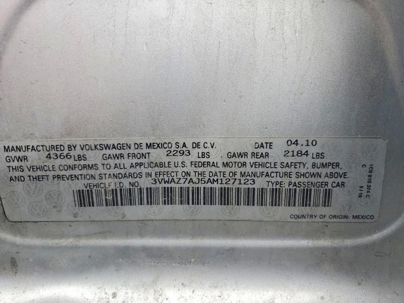 Aukcja sprzedaży 2010 Volkswagen Jetta, vin: 3VWAZ7AJ5AM127123, numer aukcji: 51414636