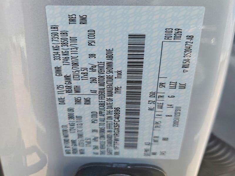 Продаж на аукціоні авто 2025 Ford F150, vin: 1FTFW1RGXSFC40896, номер лоту: 48960386