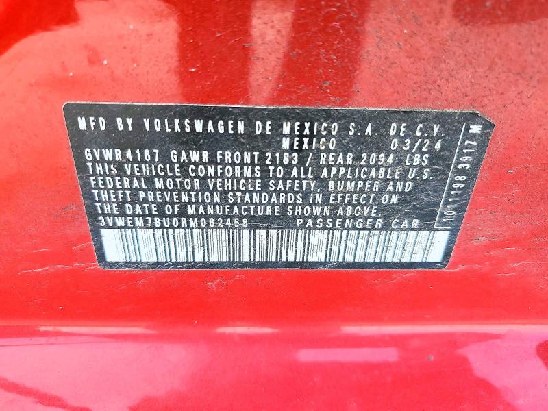 49784776 :رقم المزاد ، 3VWEM7BU0RM062458 vin ، 2024 Volkswagen Jetta مزاد بيع