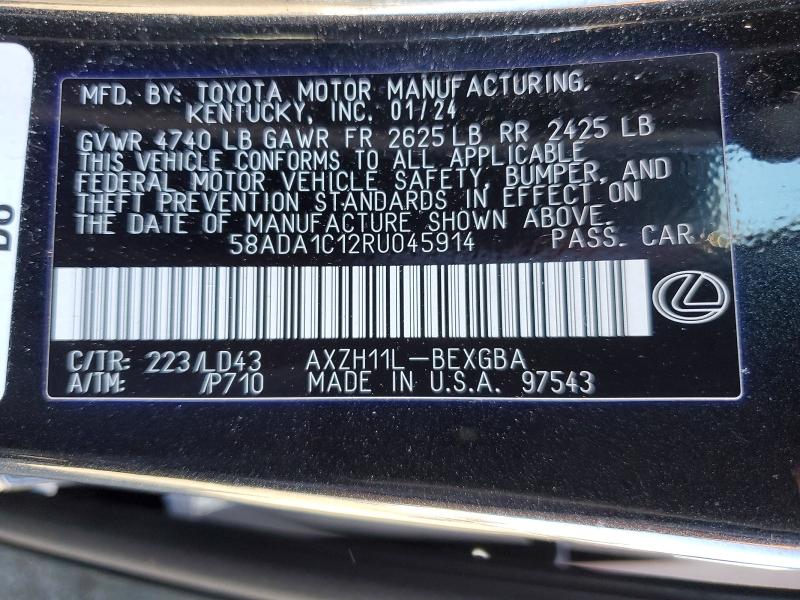 Продаж на аукціоні авто 2024 Lexus Es 300h, vin: 58ADA1C12RU045914, номер лоту: 50282956