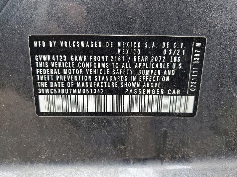 Продажа на аукционе авто 2021 Volkswagen Jetta, vin: 3VWC57BU7MM051342, номер лота: 48946546